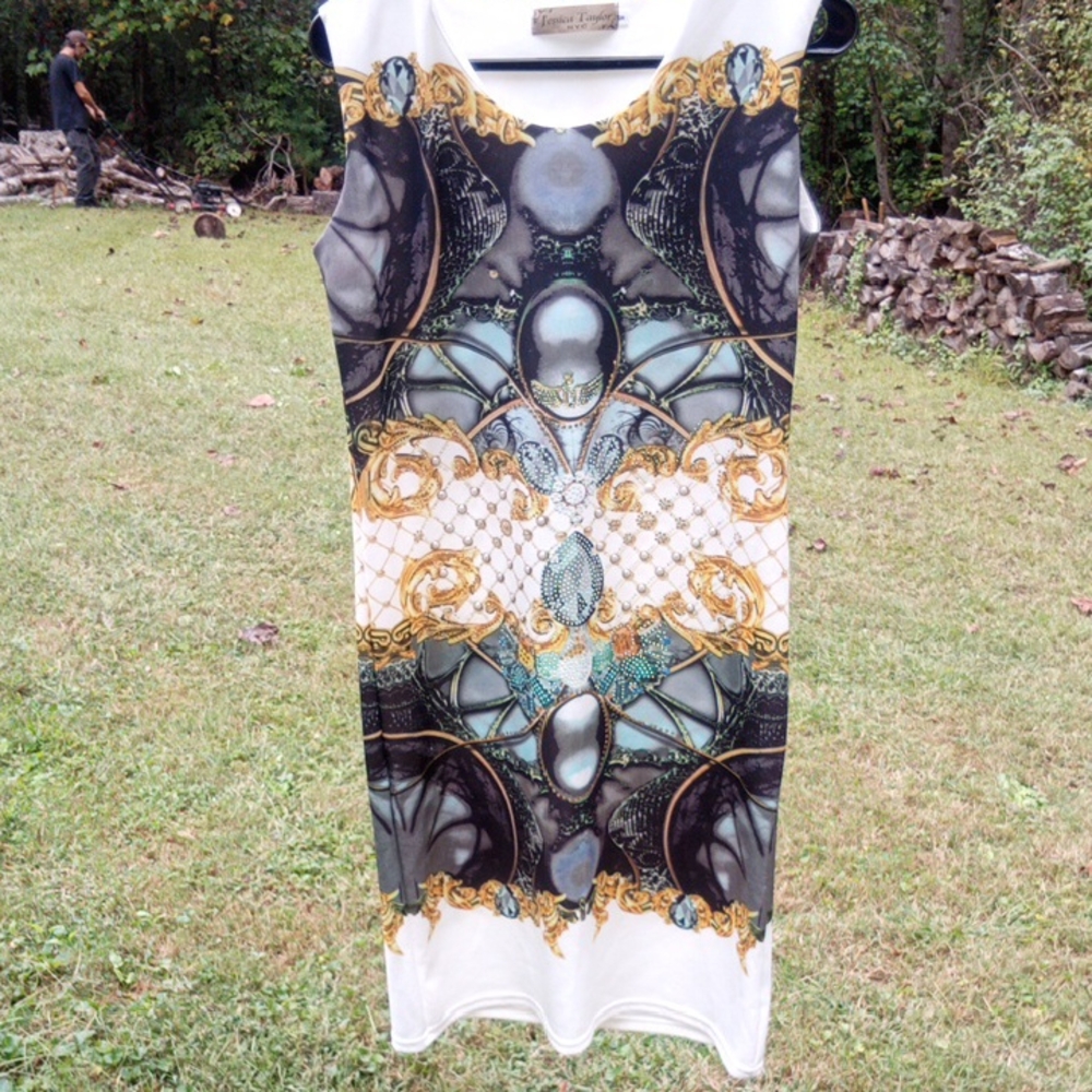 Elegant Patterned Sleeveless Midi Dress